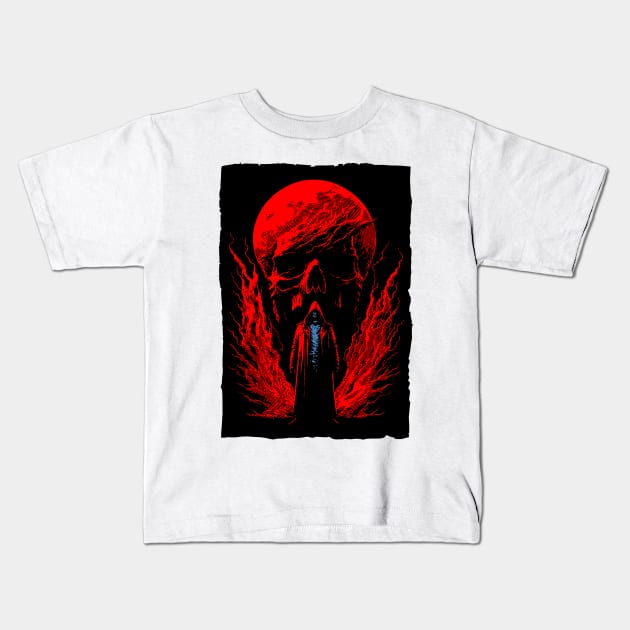 Red dead moon Kids T-Shirt by Night Day On Off